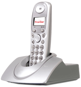 a frontier landline in its base